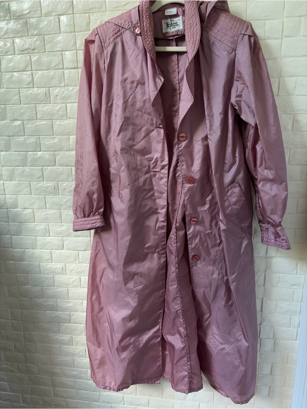 Totes Dusty Mauve Hooded Trench Raincoat